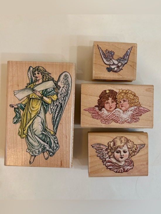 Rubber Stampede Other - Vintage Cynthia Hart Cherub Angels Wood Stamp Lot (4) 1995 Rubber Stampede